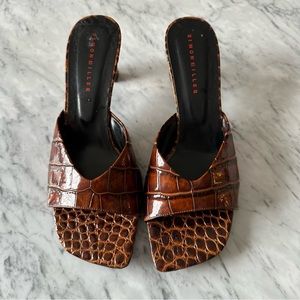 Simon Miller Brown Croc-Embossed Sandals